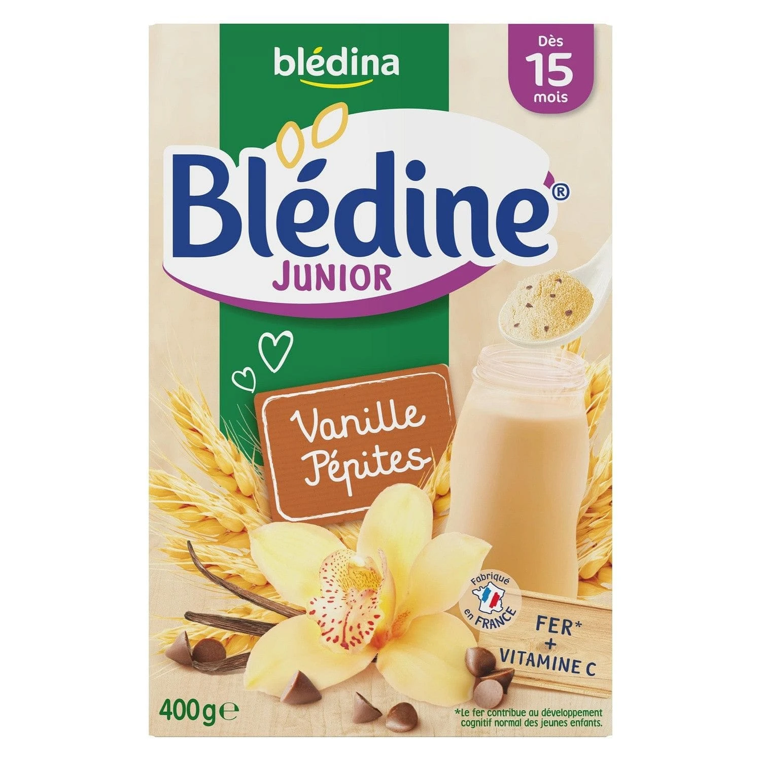 BLEDINA Blédine Junior Cereal Powder Vanilla Flavor Nuggets From 15 Months 400g 3 BLEDINA Blédine Junior Cereal Powder Vanilla Flavor Nuggets From 15 Months 400g