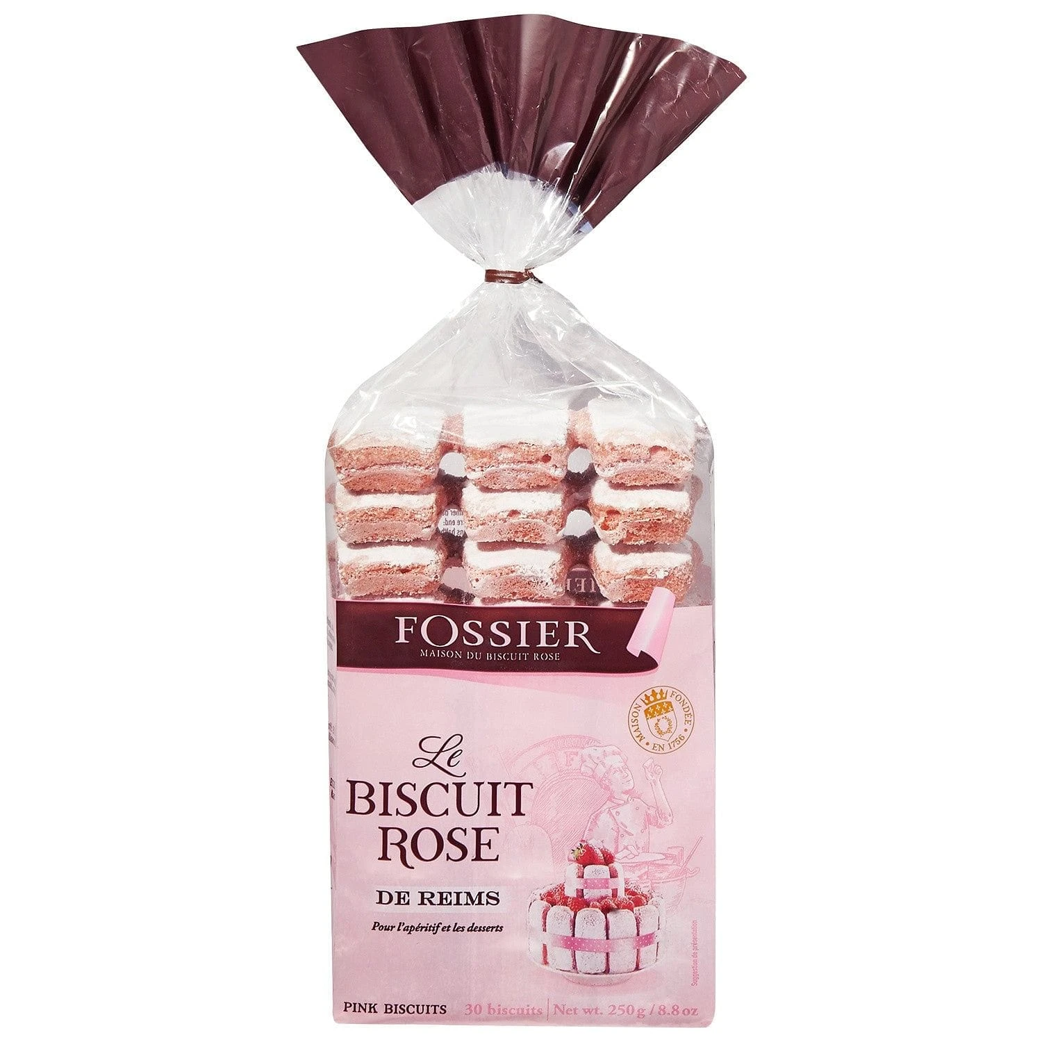 FOSSIER Pink Biscuits From Reims, Pack Of 30 - 250 G 3 FOSSIER Pink Biscuits From Reims, Pack Of 30 - 250 G