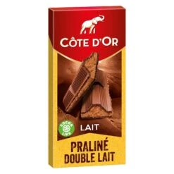 COTE D'OR Tablette De Chocolat Au Lait Fourré Praliné Et Double Lait 200G.GOLD