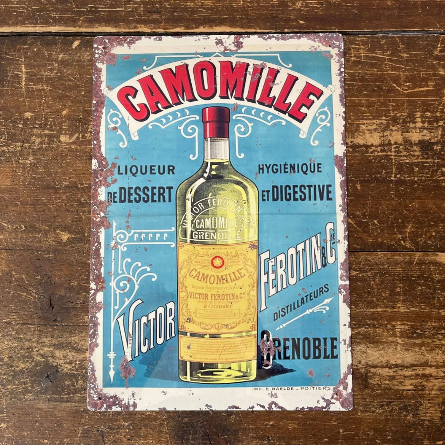 Vintage Metal Sign - Retro Advertising, Camomile Liqueur 4 Vintage Metal Sign - Retro Advertising, Camomile Liqueur - Image 2