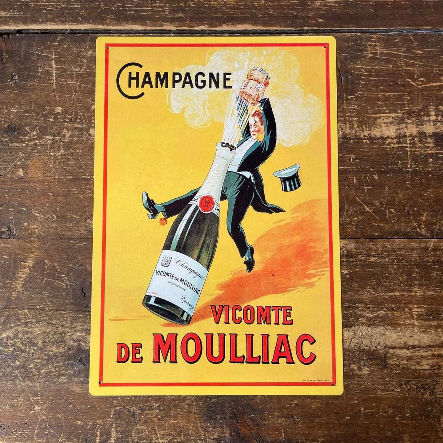 Vintage Metal Sign - Retro Advertising Champagne Vicomte De Moulliac Sign 4 Vintage Metal Sign - Retro Advertising Champagne Vicomte De Moulliac Sign - Image 2