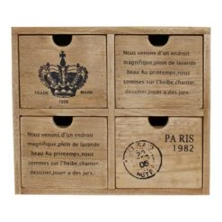 4 Drawer Rustic Storage Unit, Trinket Drawers, 15 X 22 X 26cm