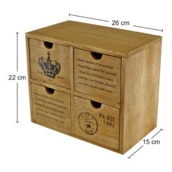 4 Drawer Rustic Storage Unit, Trinket Drawers, 15 X 22 X 26cm -Mon Panier Shop N0290 3