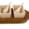 Wooden Tray With Dip Bowls & Spoons 36cm 2 Wooden Tray With Dip Bowls & Spoons 36cm -Mon Panier Shop N0525