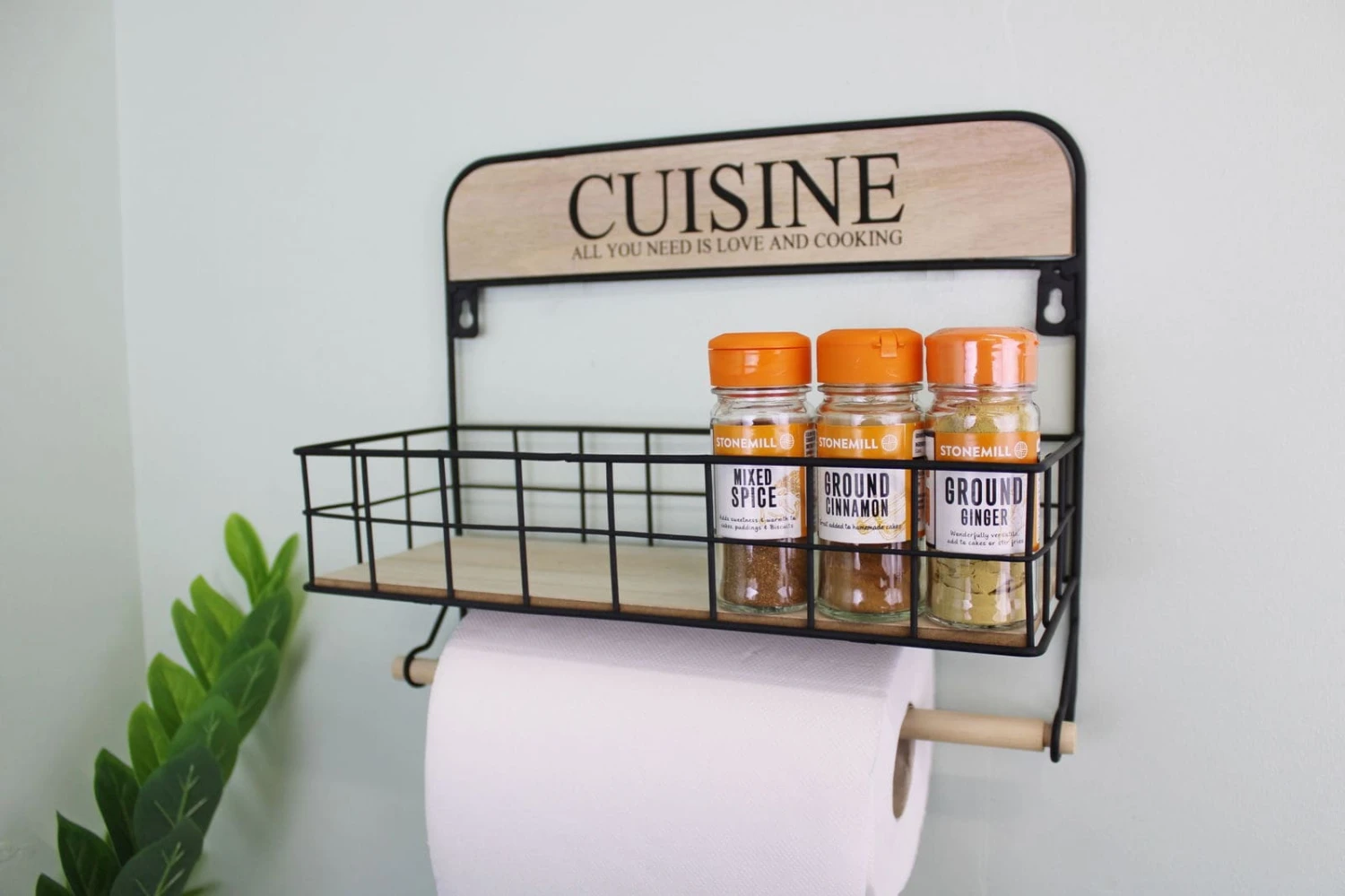 Wall Hanging Kitchen Storage Unit With Kitchen Roll Holder 3 Wall Hanging Kitchen Storage Unit With Kitchen Roll Holder