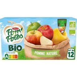 Pom'Potes Organic Apple Pouches Without Added Sugars 12x90g