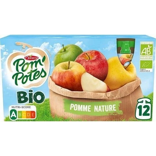 Pom'Potes Organic Apple Pouches Without Added Sugars 12x90g 3 Pom'Potes Organic Apple Pouches Without Added Sugars 12x90g