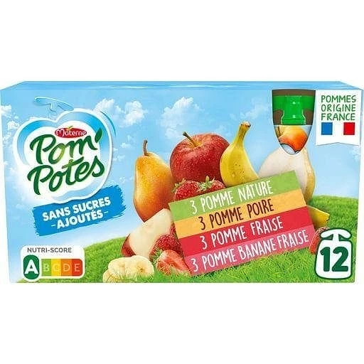 Pom'Potes Multi-Variety Pouches – No Added Sugars, No Preservatives 12x90g 3 Pom'Potes Multi-Variety Pouches – No Added Sugars, No Preservatives 12x90g