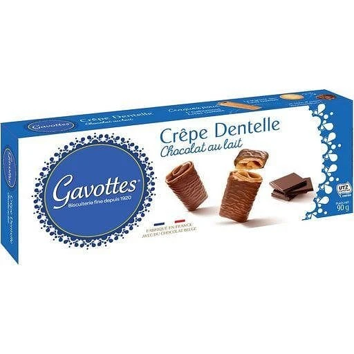 Gavottes Lace Pancake Biscuits Coated With Milk Chocolate 90g 2 Gavottes Lace Pancake Biscuits Coated With Milk Chocolate 90g