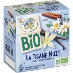 La Tisaniere Organic Herbal Tea, Night Vanilla, 20 Sachets - 30g